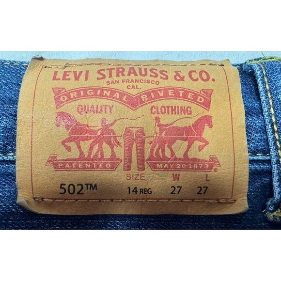 Levi’s 502 Youth Boys Distressed Straight Leg Blue Jeans - Size 14 (30x28) - Picture 4 of 7
